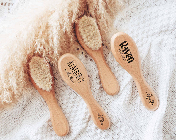 Personalized Wooden Baby Brush Custom Name Baby Wool Comb New Born Hair  Brush Infant Head Massager Bath Brush Comb for Kids