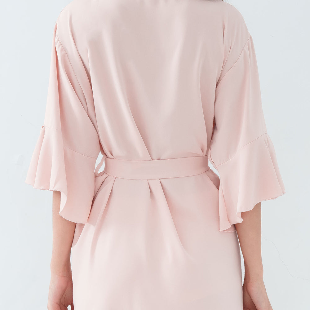 Personalized Ruffle Bridal Party Robes in Blush