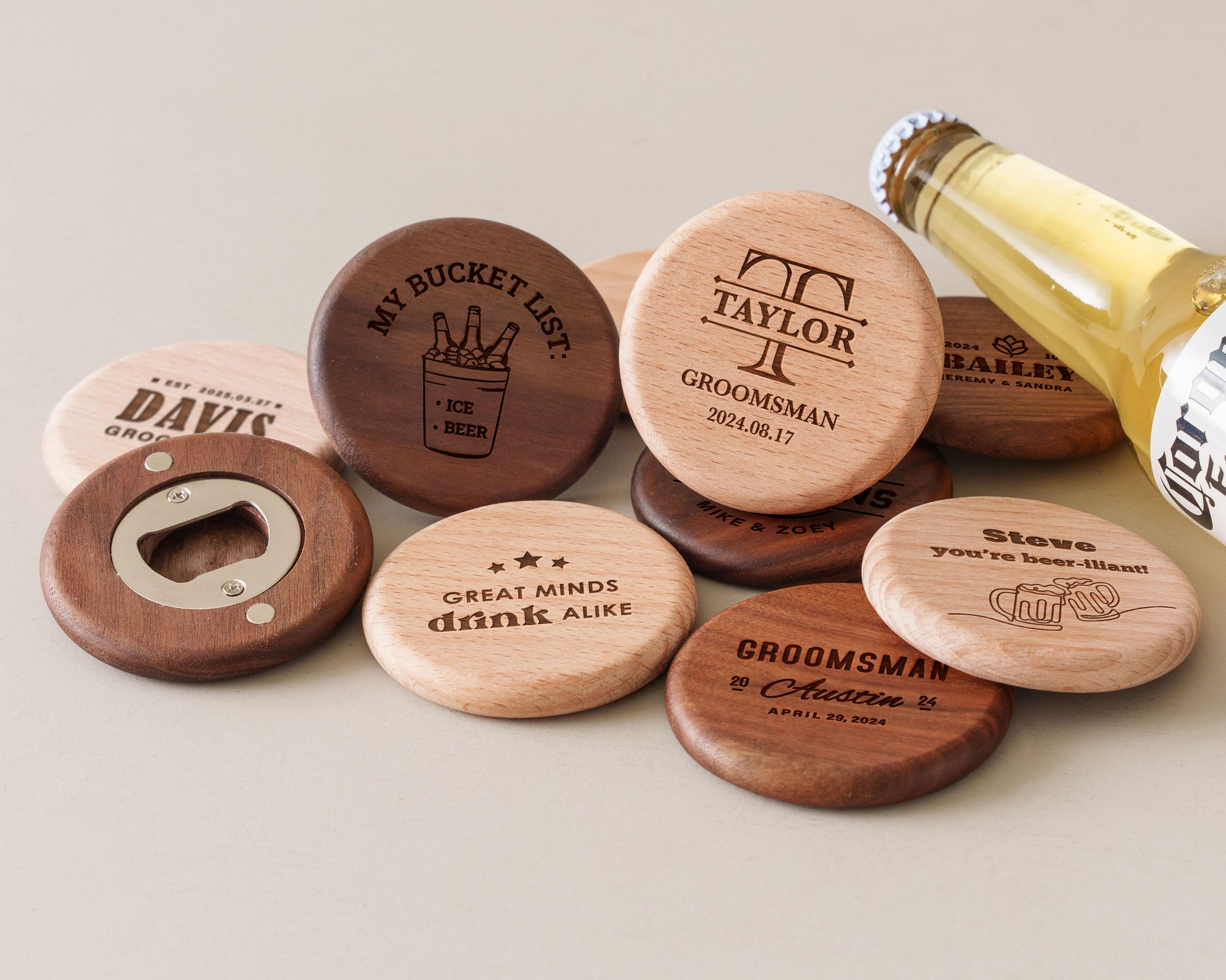 Bottle Opener Wood Magnet