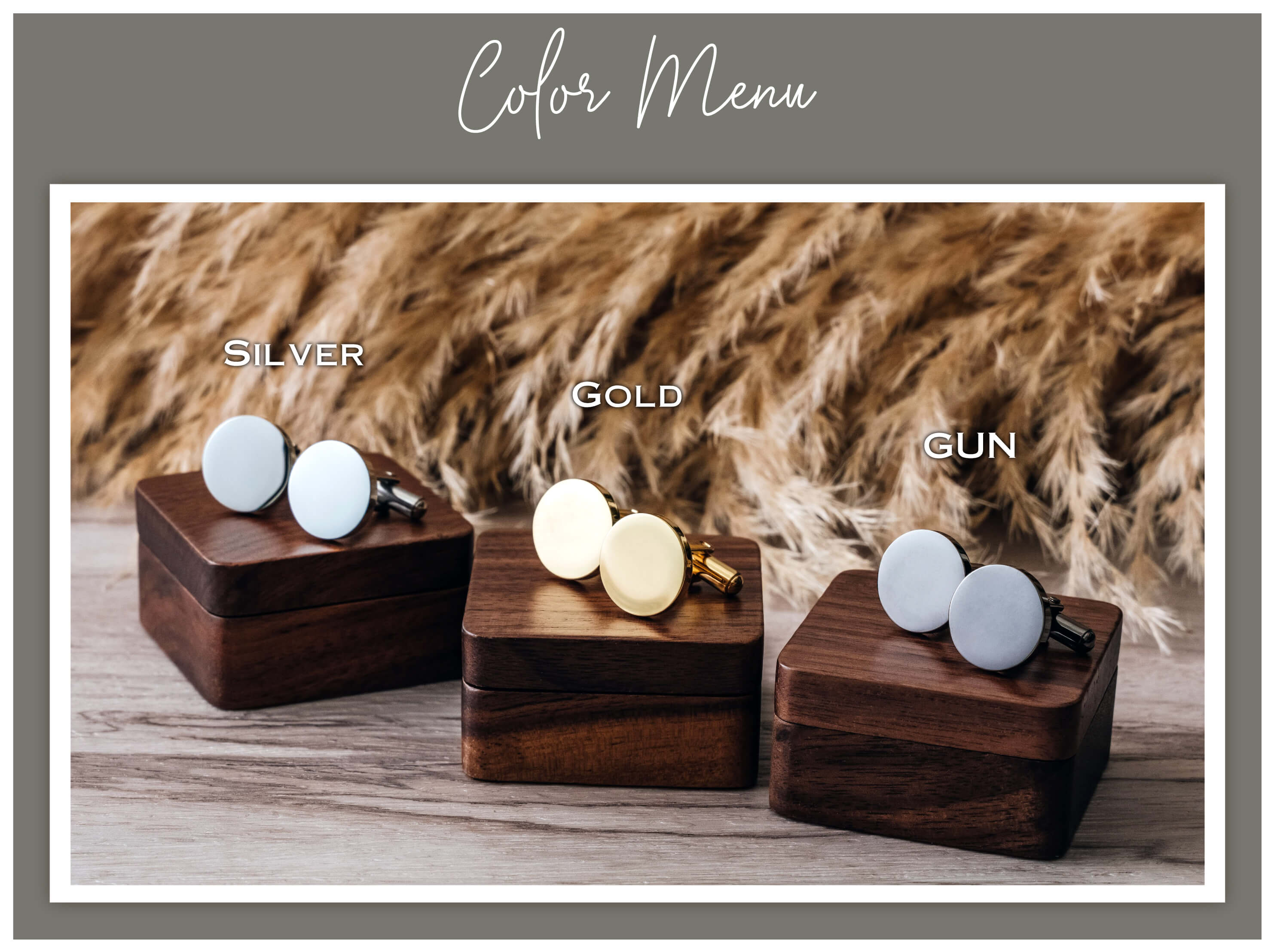 Metal Cufflinks with Wood Box