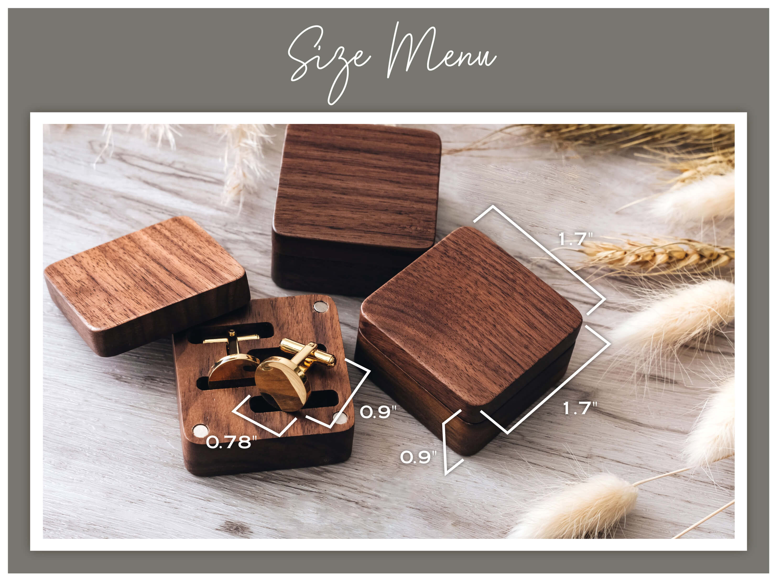 Metal Cufflinks with Wood Box