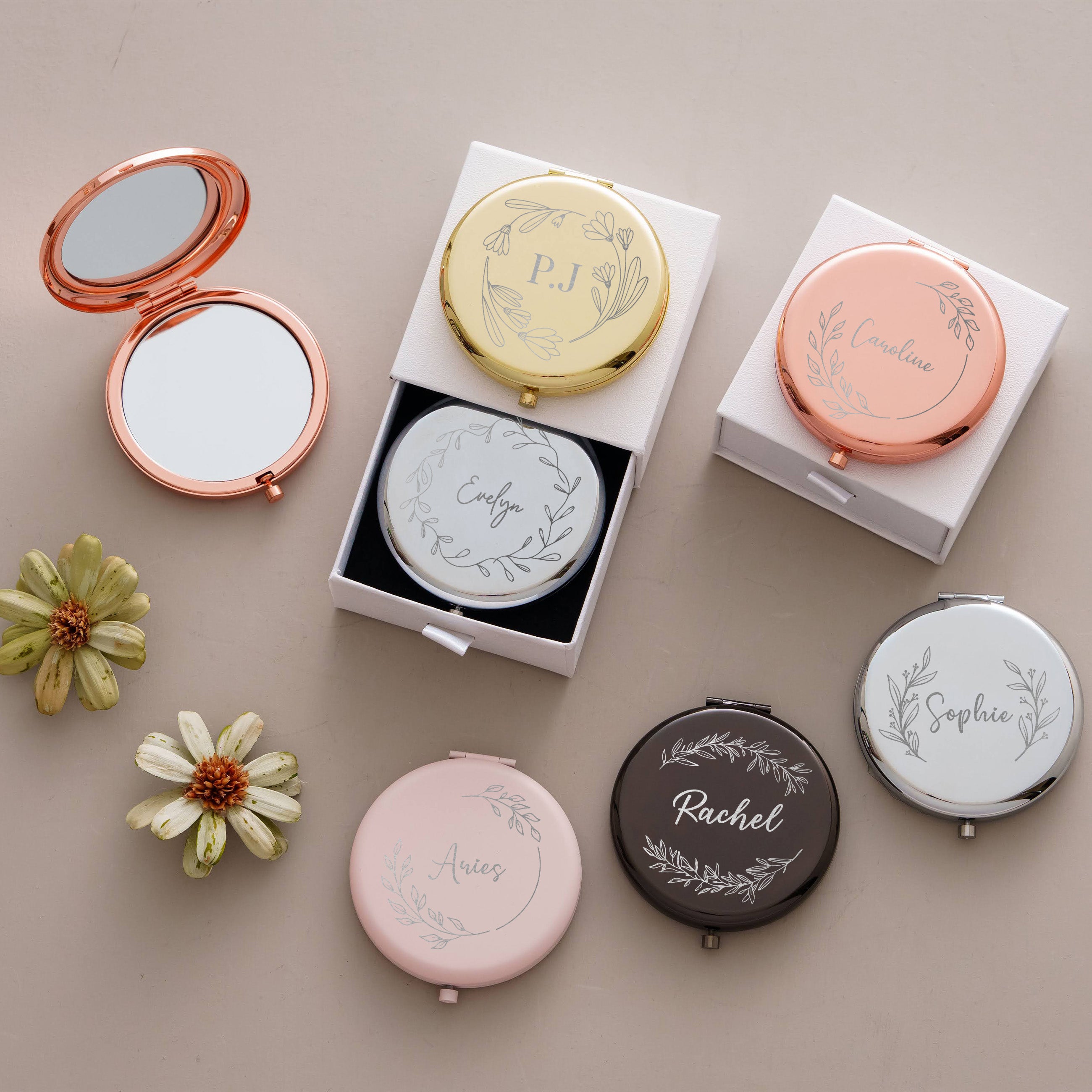 Compact Mirror with Name Design 1