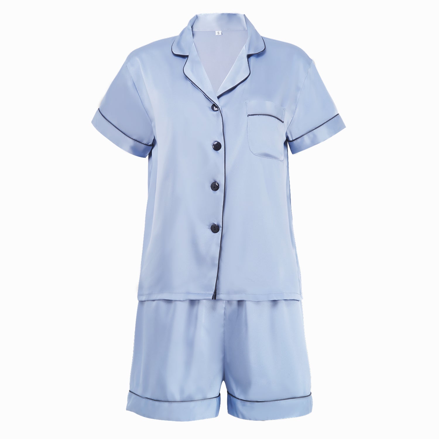 Short Satin Pajamas Set - Front Design