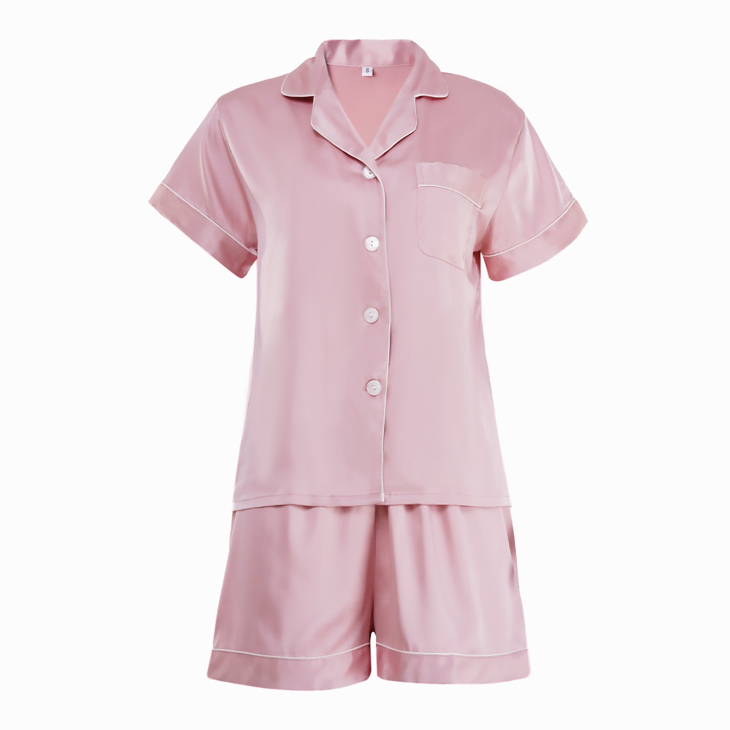 Short Satin Pajamas Set - Front Design