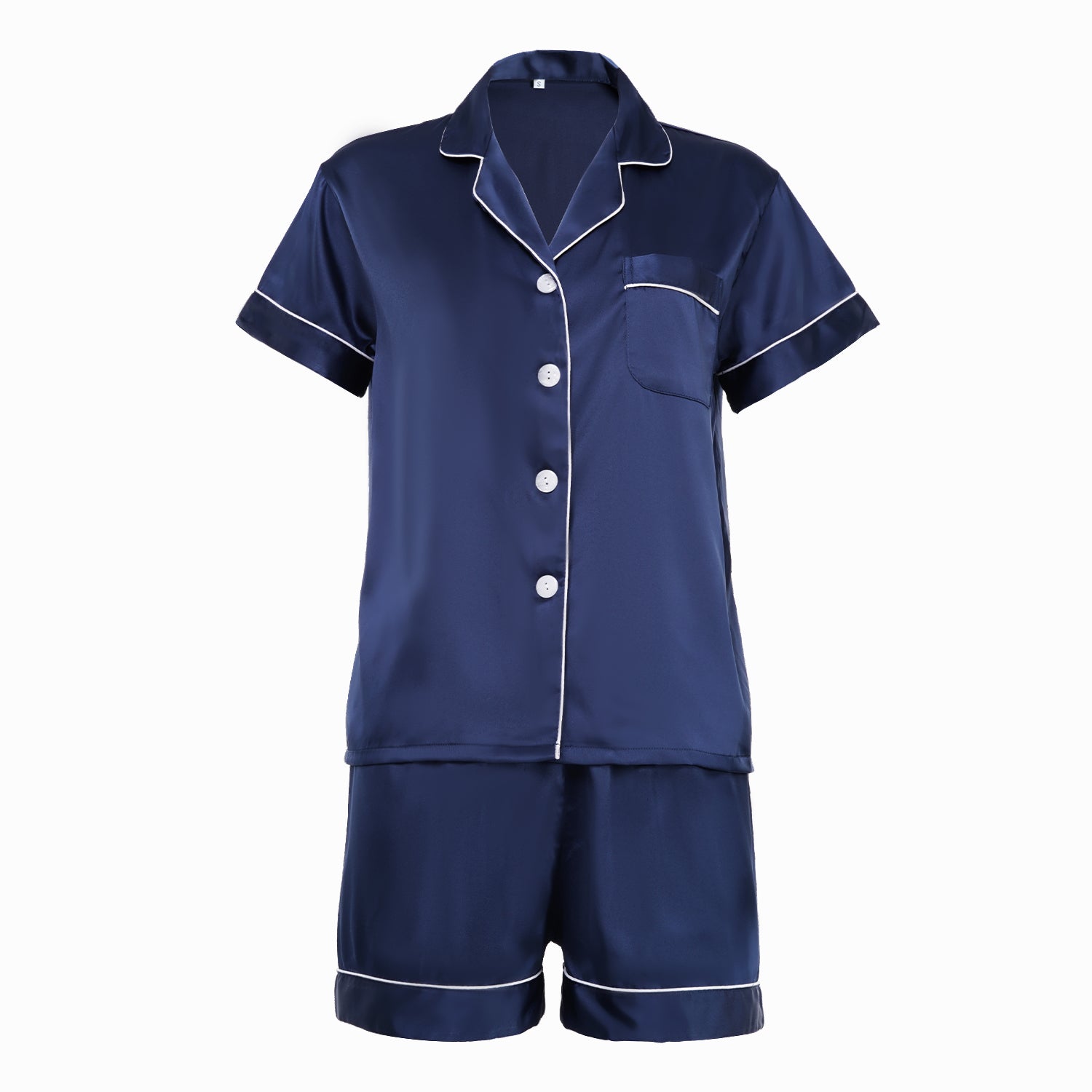 Short Satin Pajamas Set - Front Design