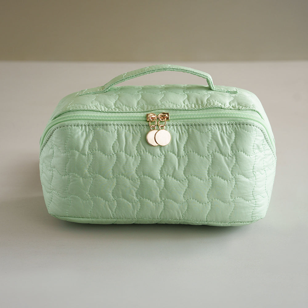 Embroidered Quilted Makeup Bag