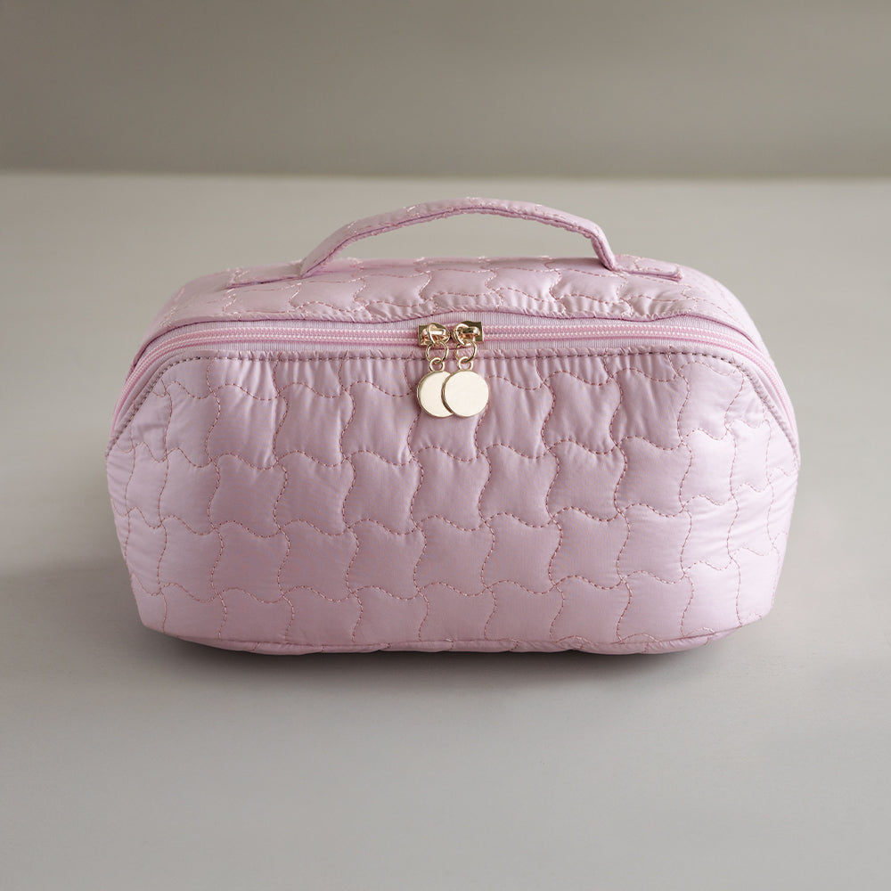 Embroidered Quilted Makeup Bag