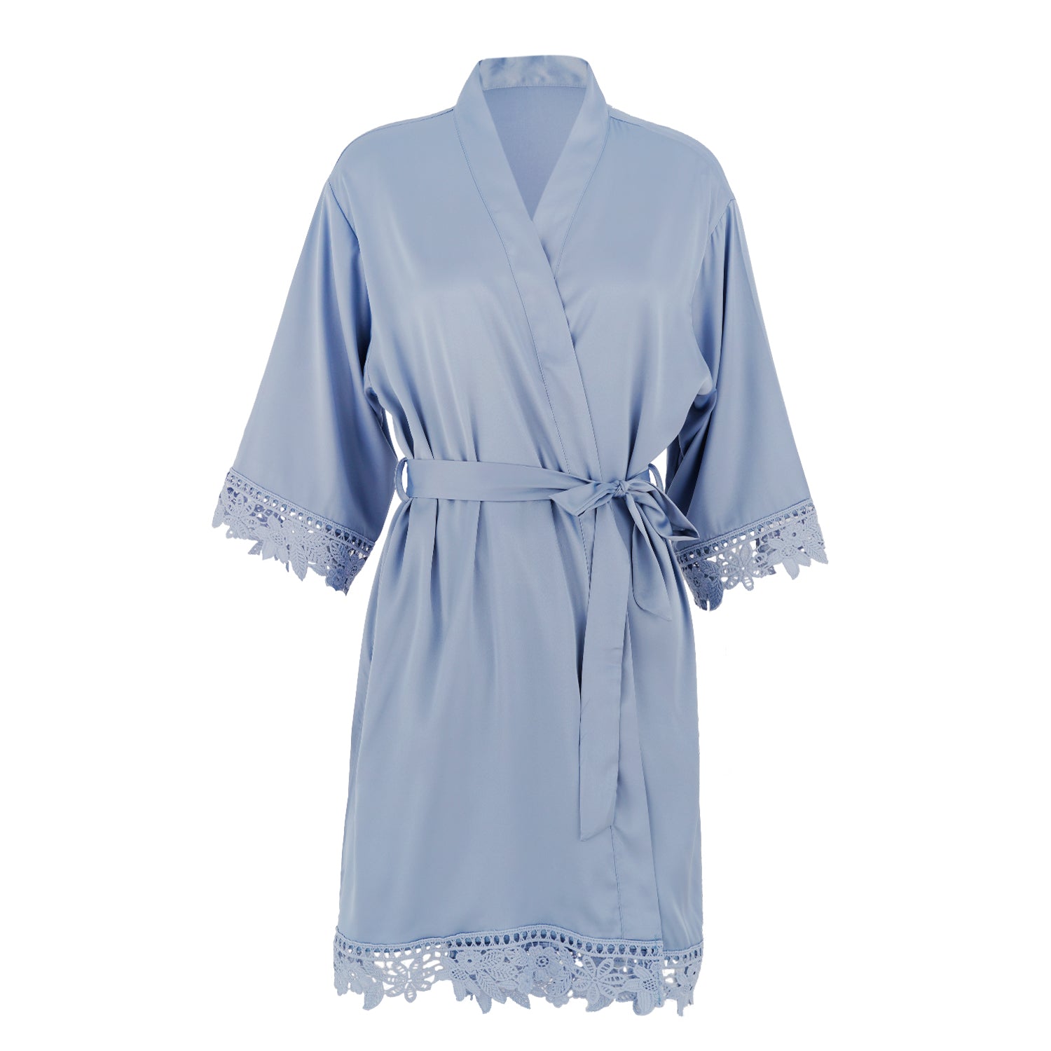 Satin Chunky Lace Bridesmaid Robes - Front Design