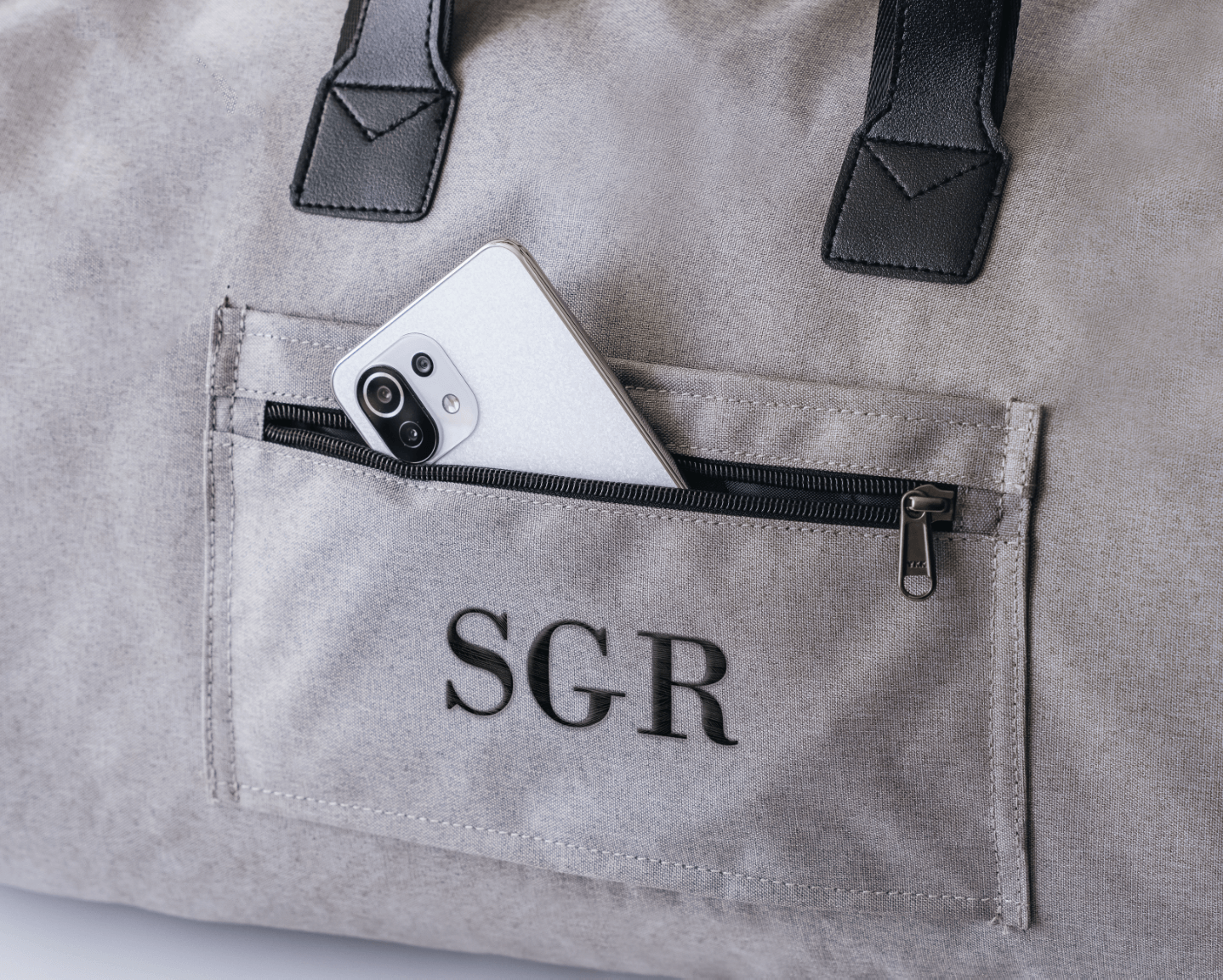 Custom Travel Garment Bag - Grey Travel Garment Bag with custom initial, SGR. Best duffle bag for men.