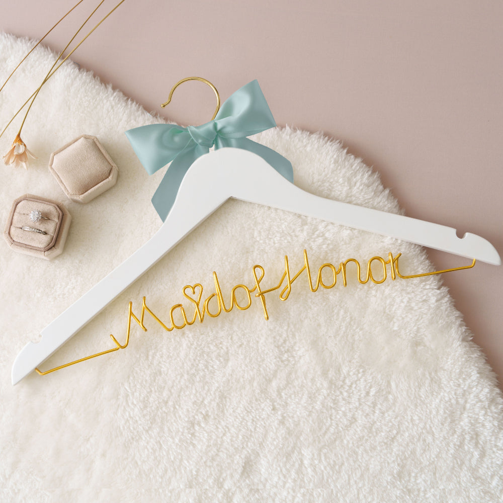 Personalized Maid of Honor Wire Hanger with Bow