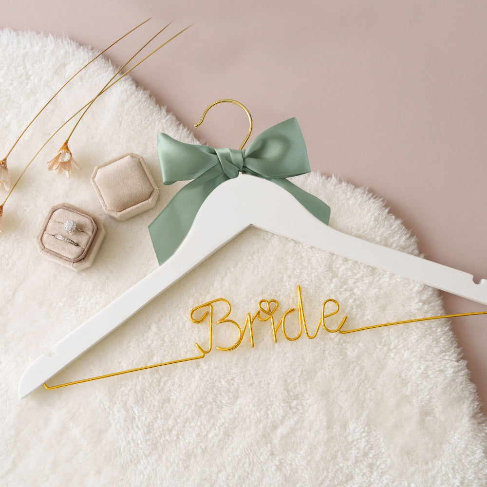Personalized Bride Wire Hanger with Bow