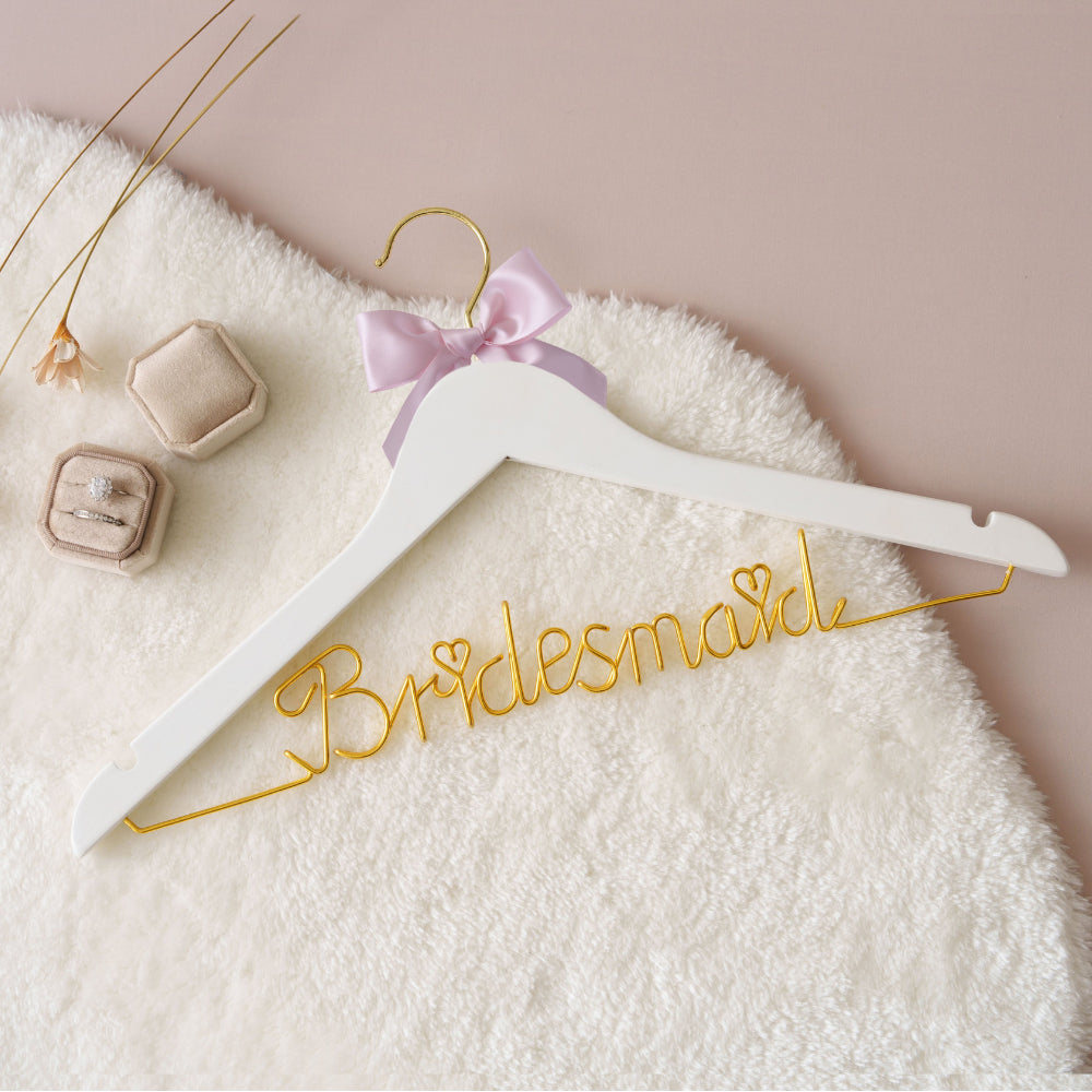 Personalized Bridesmaid Wire Wedding Hanger with Bow
