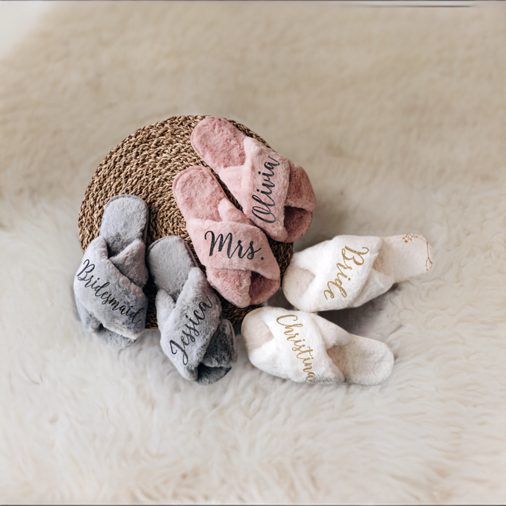 Fluffy Bridal Slippers