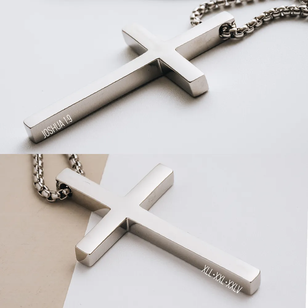 Stainless Steel Personalized Engraved Cross Necklace