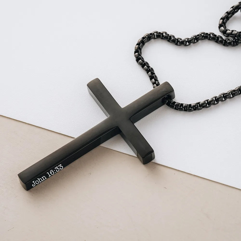 Stainless Steel Personalized Engraved Cross Necklace