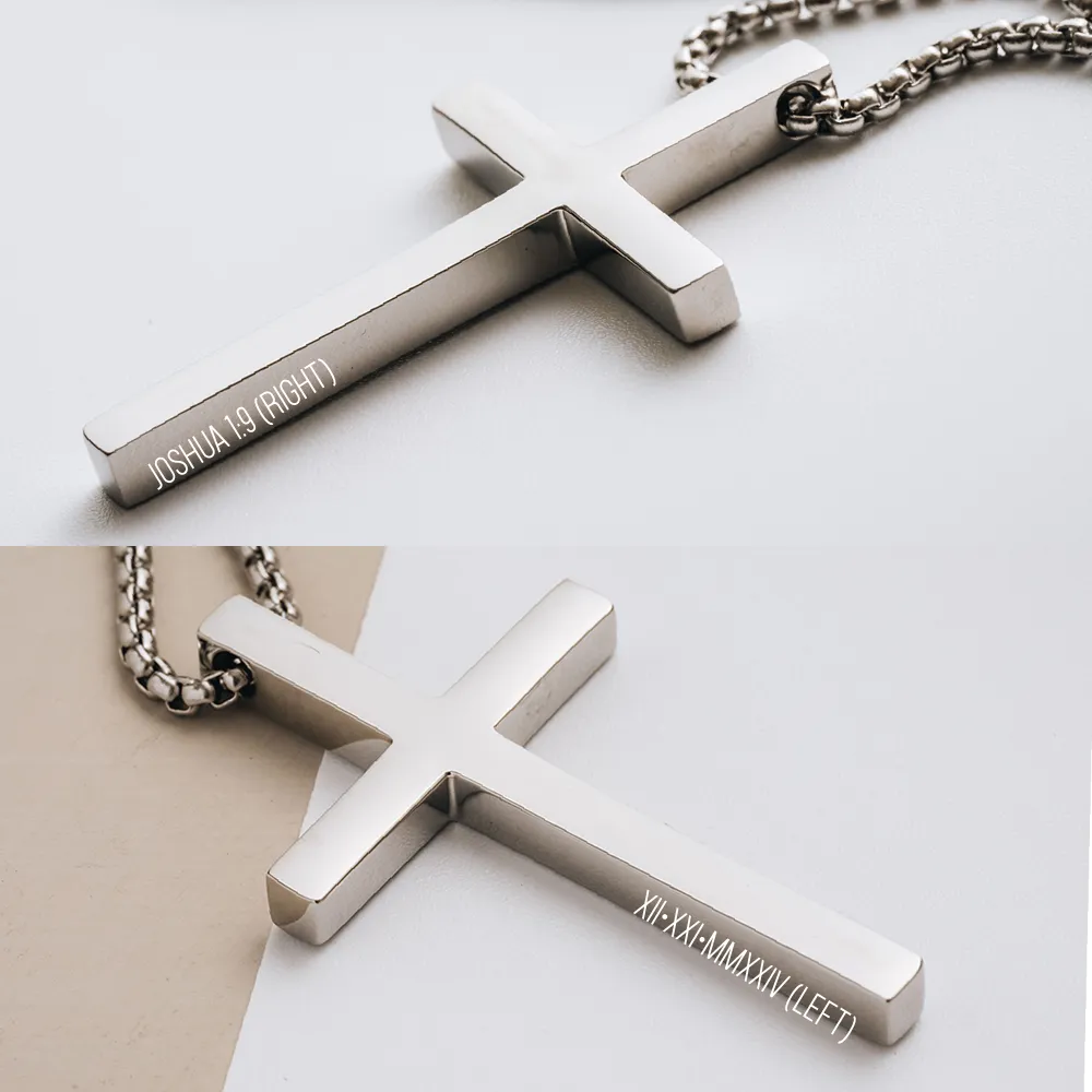 Stainless Steel Personalized Engraved Cross Necklace