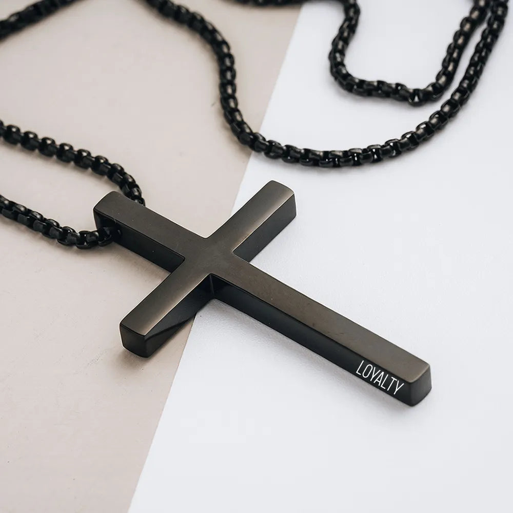 Stainless Steel Personalized Engraved Cross Necklace