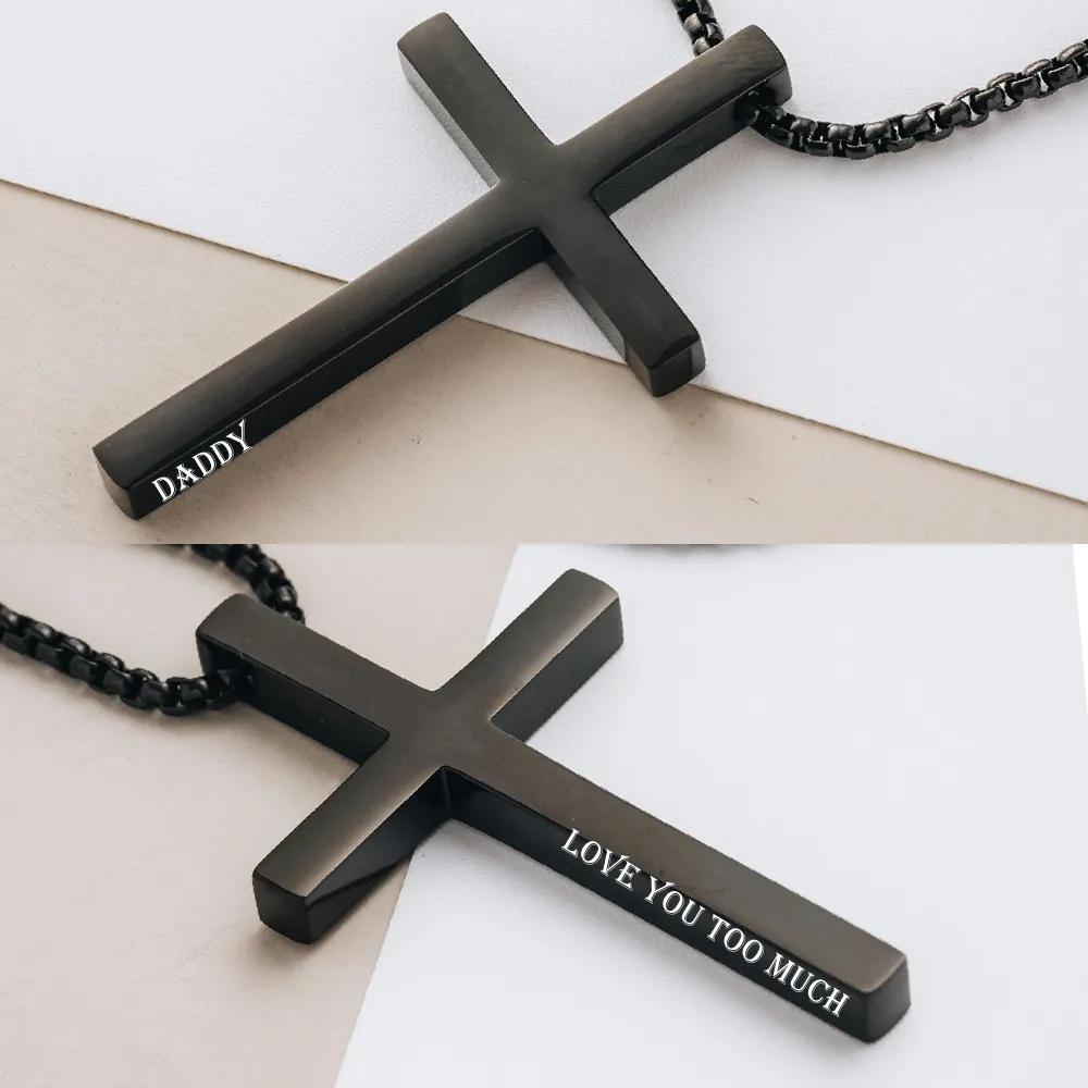 Stainless Steel Personalized Engraved Cross Necklace