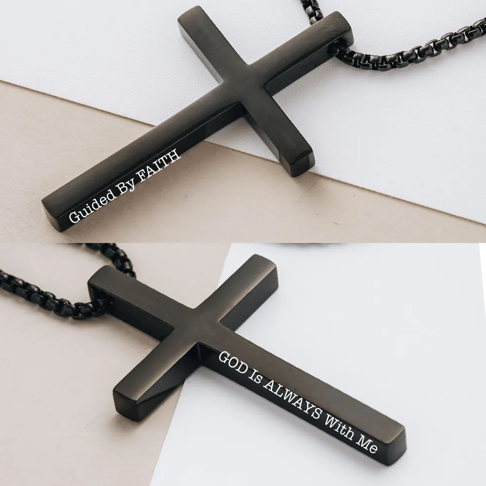 Stainless Steel Personalized Engraved Cross Necklace