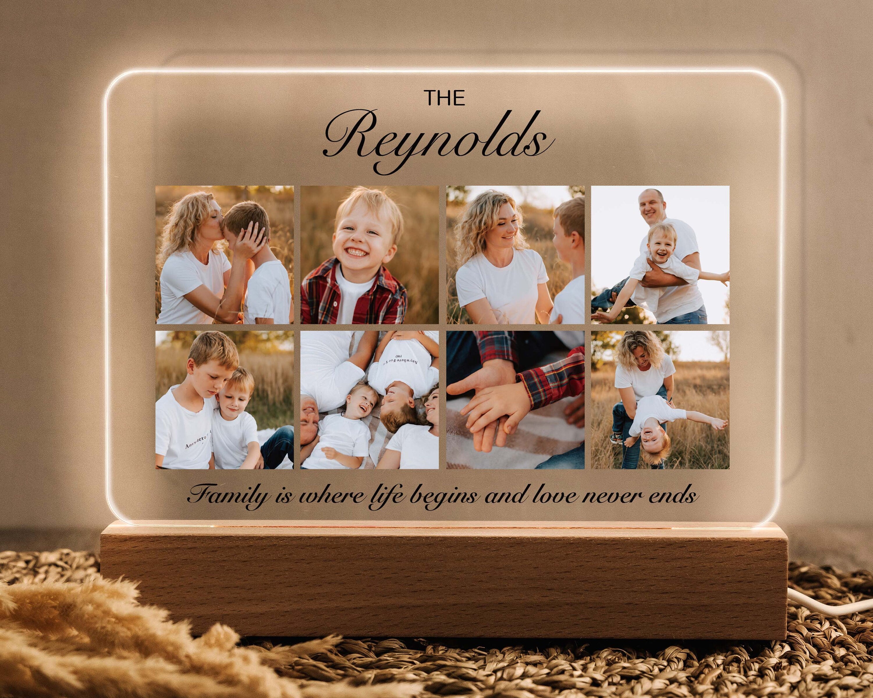 Custom Photo Gifts, Family Picture Night Light, Personalized Photo Gift, Custom Photo Frame, Unique Family Gifts, Mom Christmas Gifts