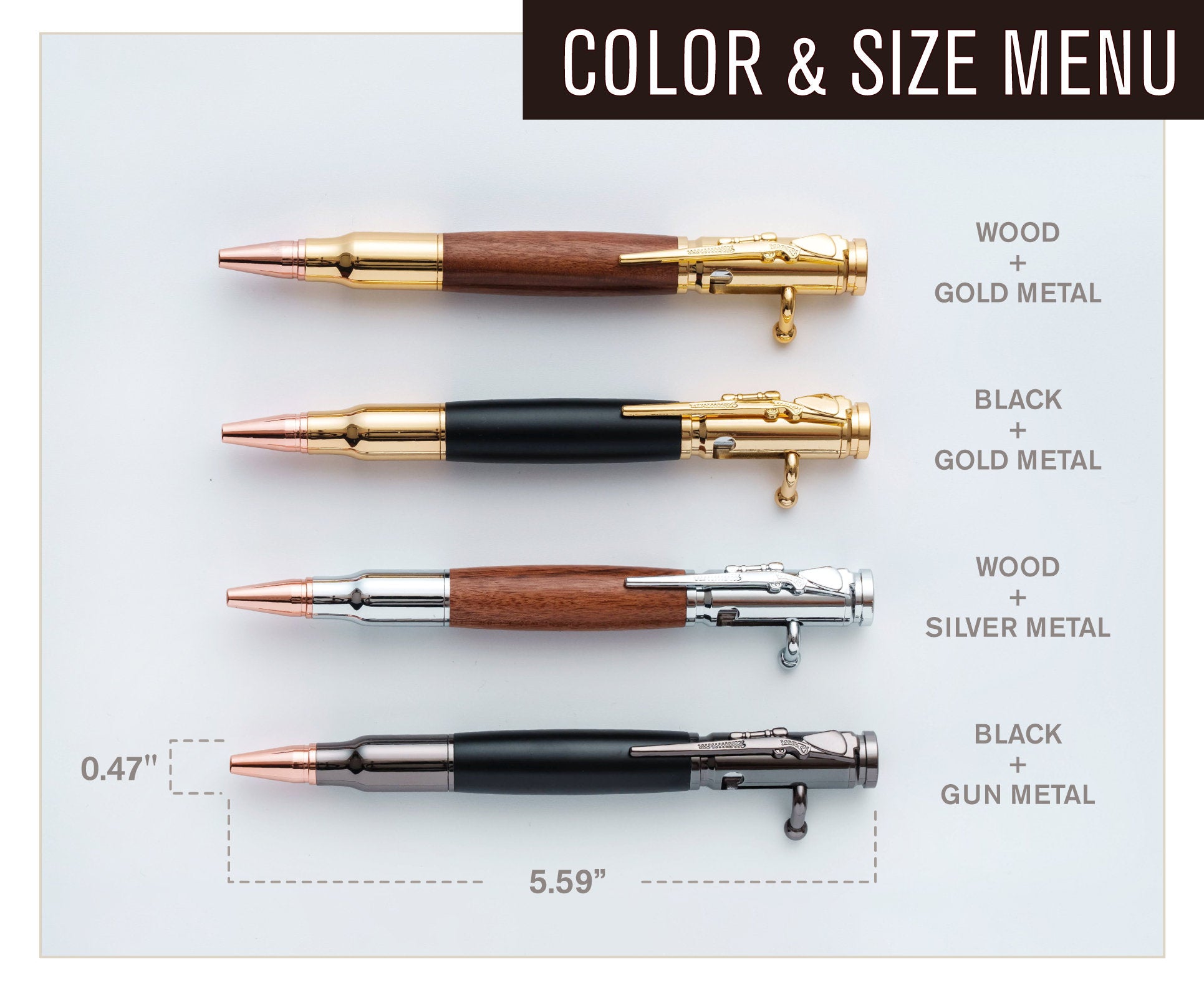 three different types of pens are shown on a sheet of paper