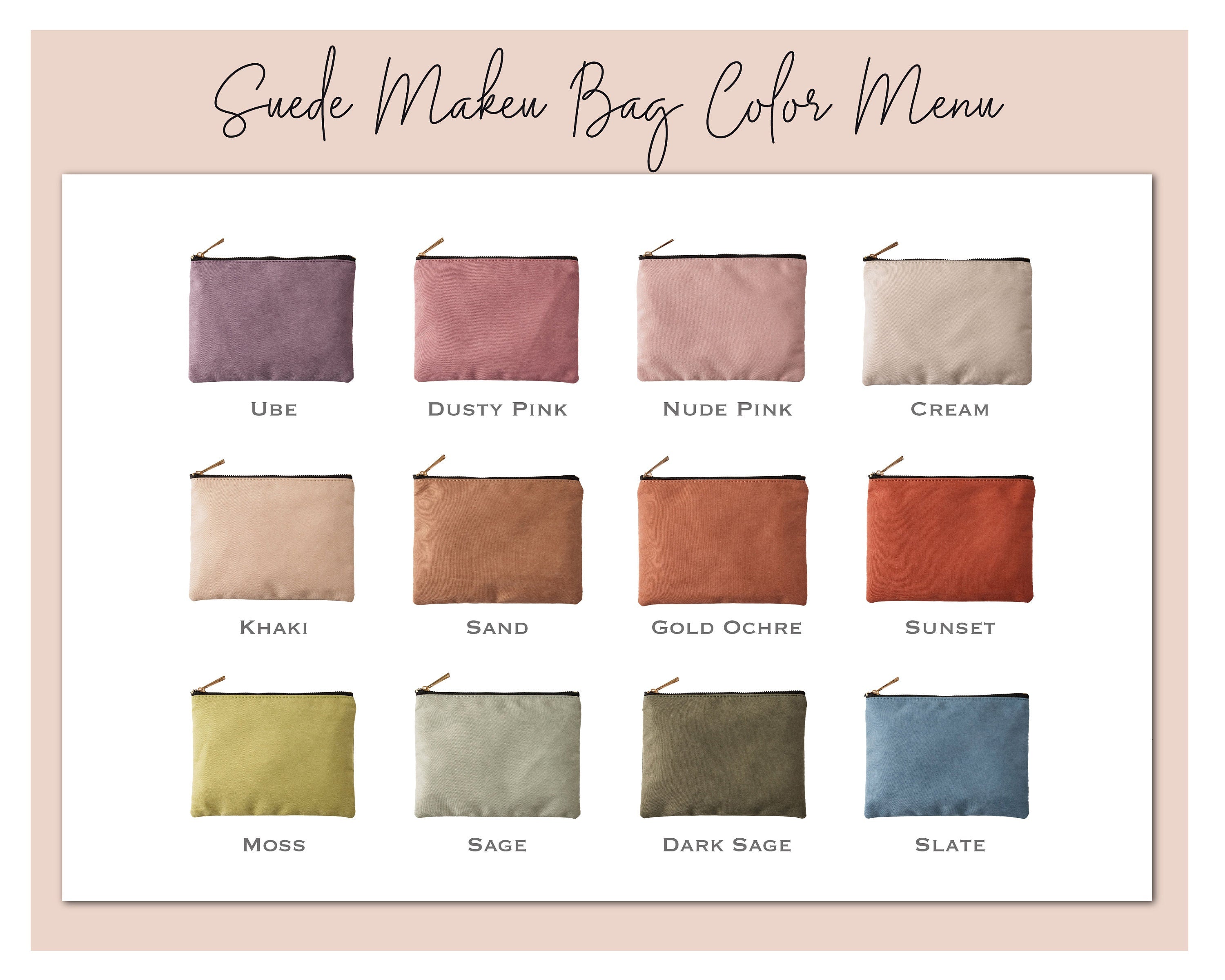 the color chart for a makeup bag