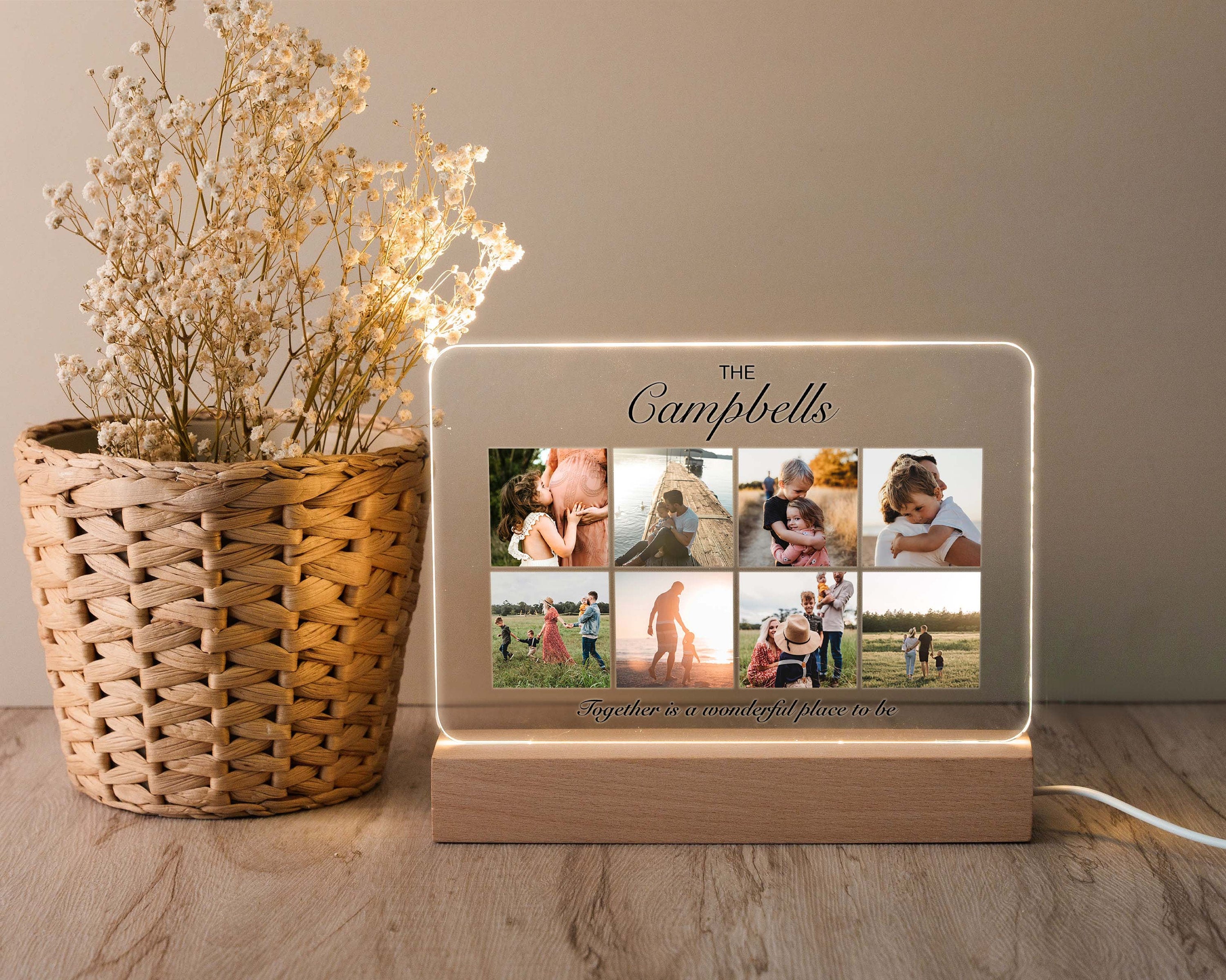 Custom Photo Gifts, Family Picture Night Light, Personalized Photo Gift, Custom Photo Frame, Unique Family Gifts, Mom Christmas Gifts