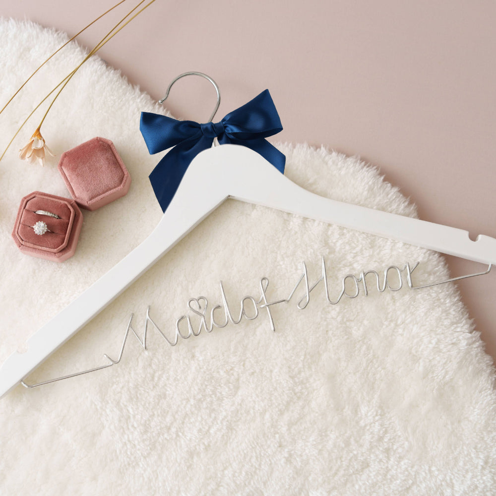Personalized Maid of Honor Wire Hanger with Bow