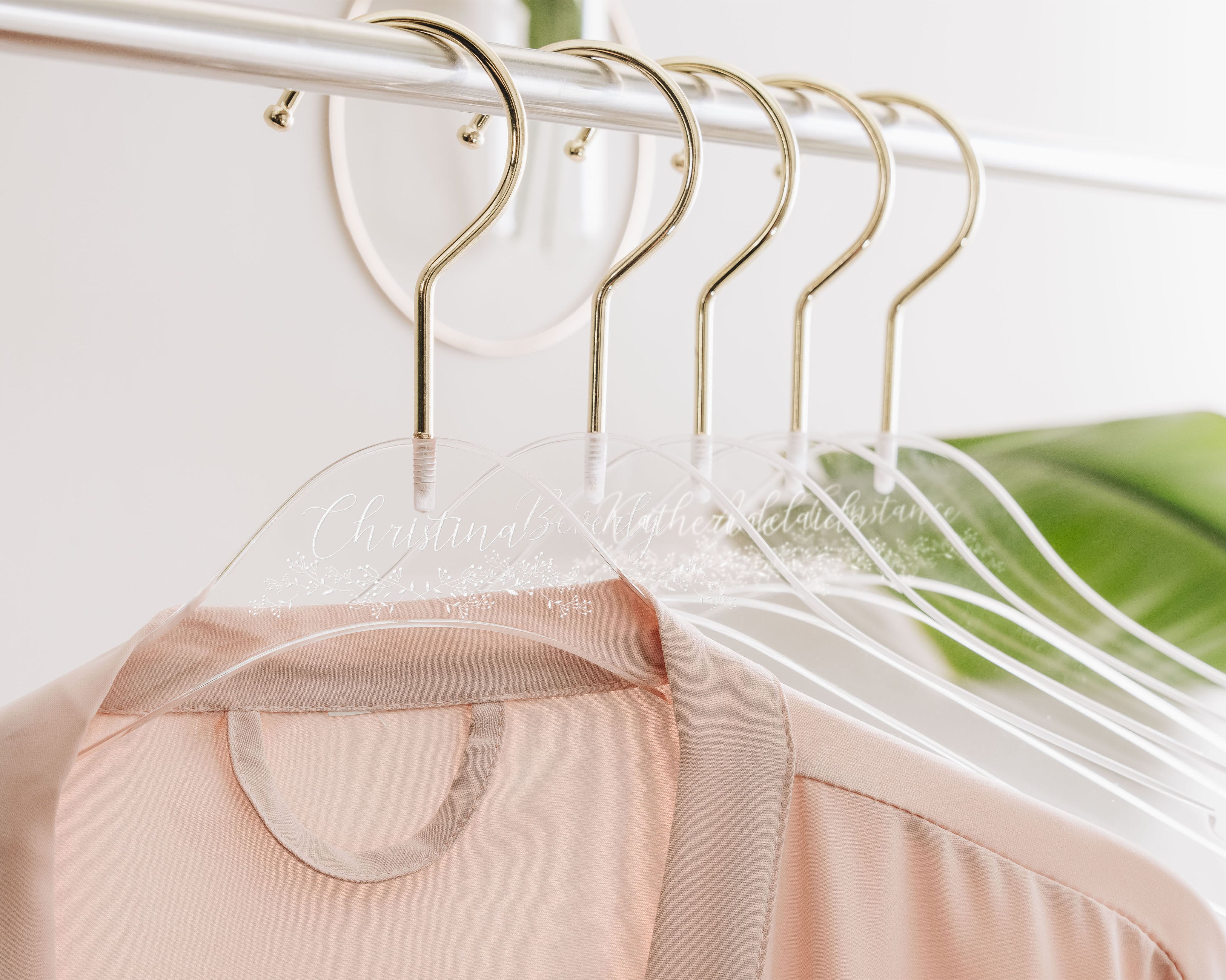 Bridesmaid Hangers -Custom Acrylic Hangers with custom name, date and wedding role.