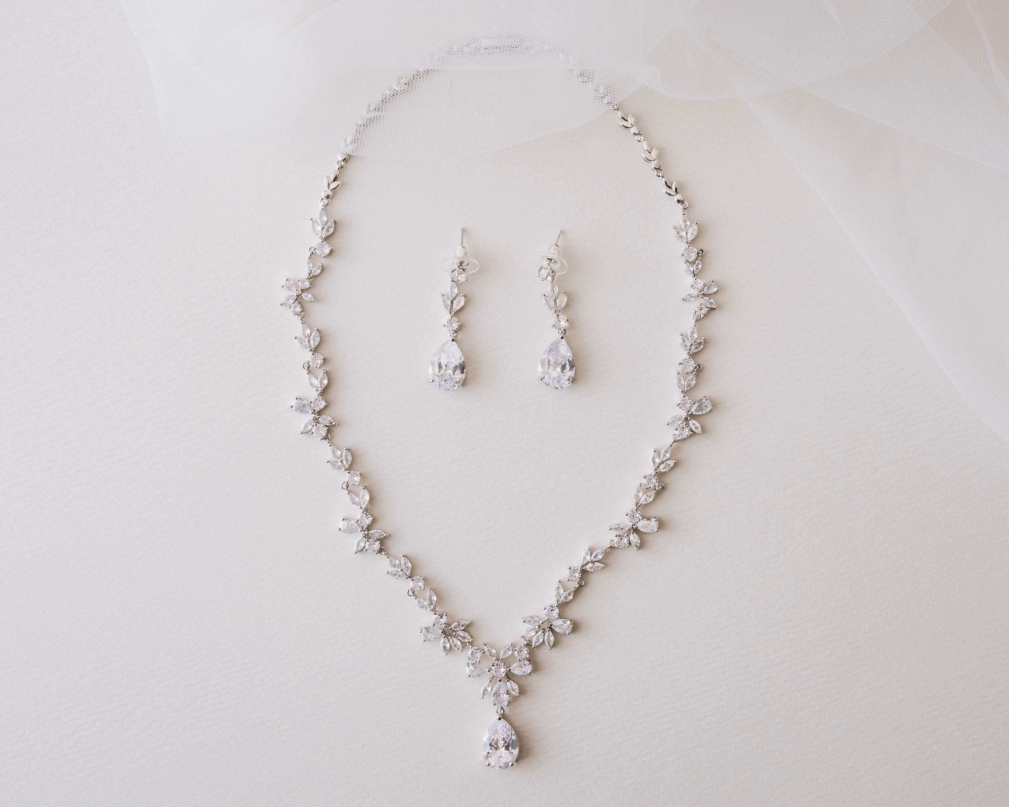 Jewelry set, bridal necklace and earring set, crystal popular bridal necklace