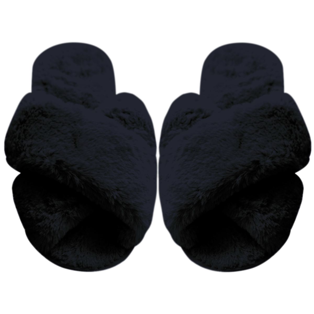 Black bridesmaid and bridal fluffy slippers